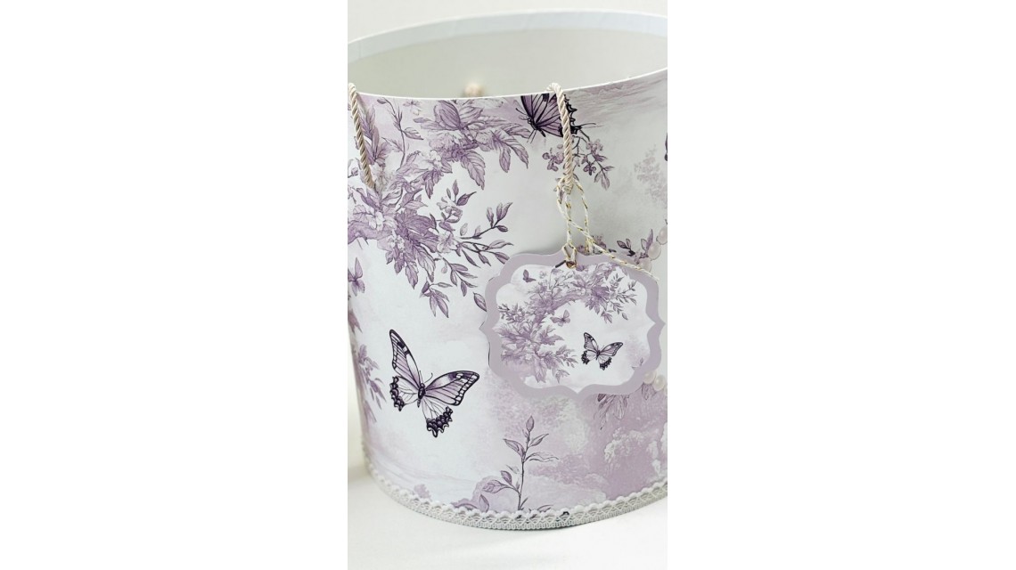 Trusou botez Purple Toile cu fluturi și flori mov personalizat 1